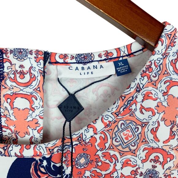 Cabana Life Long Sleeve Rash Guard Pink Blue Swim Top Women's XL - Picture 4 of 9